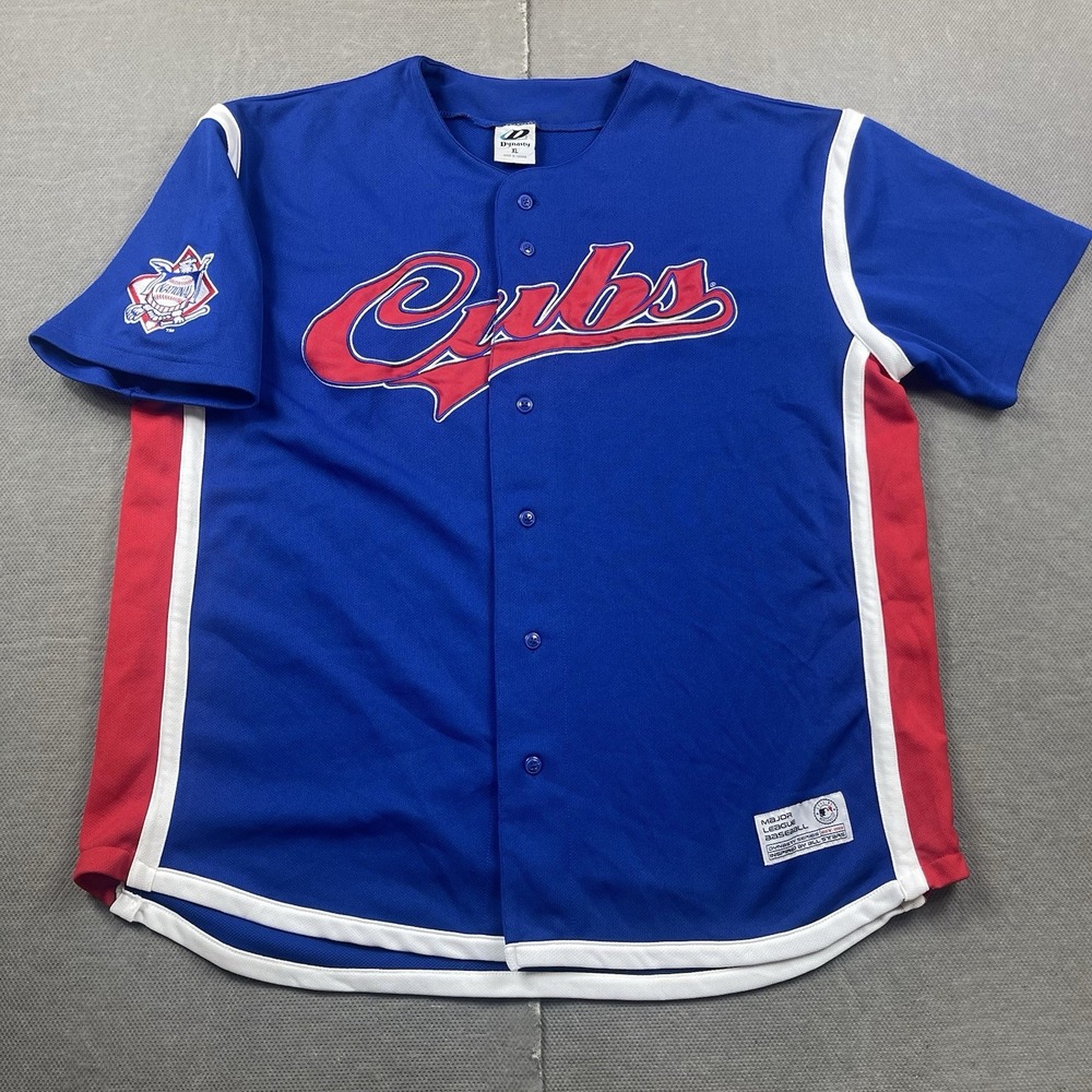 Vintage Chicago Cubs Jersey Mens XL Blue Button Up Dynasty Stitched MLB National